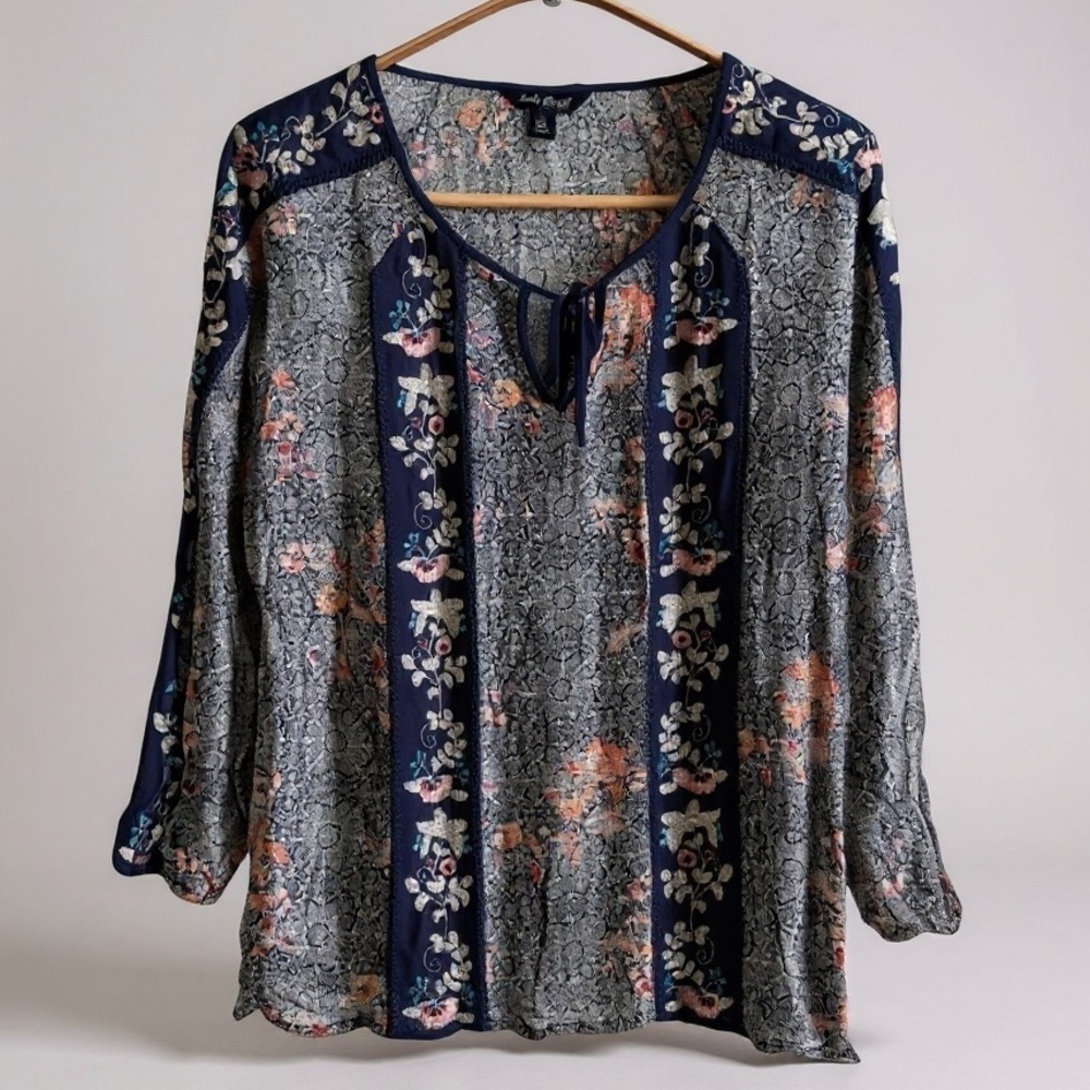 Lucky Brand Boho embroidered peasant top